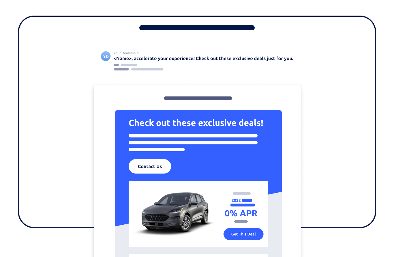 Sample of an email for a dealership email marketing strategy formatted for desktop viewing
