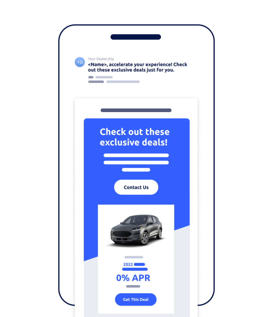 Sample of an email for a dealership email marketing strategy formatted for mobile viewing